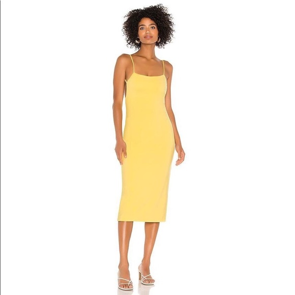 REVOLVE NBD Pastel Yellow Carmensita Midi Backless Dress - Picture 1 of 3